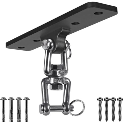 Dolibest Punchingsäcke Halterung, Wand- Deckenhaken Hängesessel mit 360° Rotation, Holzbalkenhalterung Schaukelhaken Aufhängung Haken Boxsack Halterung für Hängematte Beton Holz Boxsack