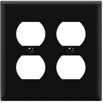 ENERLITES Double Duplex Wall Plate, Two Gang Electrical Outlet Cover, Standard Size 2-Gang 4.5 x 4.57, Unbreakable Polycarbonate Thermoplastic, UL Listed, 8822-BK, Black