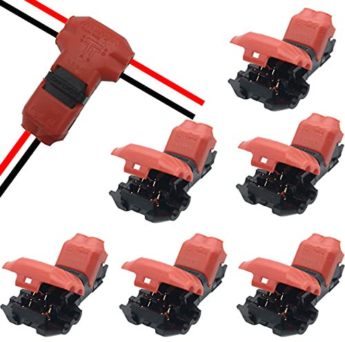 Quick Splice Wire Connectors, CTRICALVER Wire Connectors 2 Pin Low Voltage Electrical T Tap Solderless, Without Stripping Suitable for 0.35-0.5 mm²( 20-22AWG) Electrical Wire Connection(6pcs)