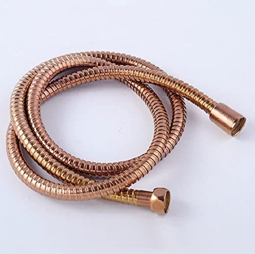 Chrome / Or Rose / Doré / Noir Renforcé 1.4 / 1.5m Tuyau De Douche Flexible En Acier Inoxydable Accessoires De Salle De Bains-Rose_Gold
