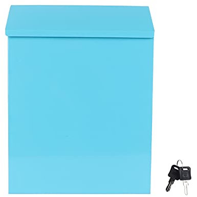 BESPORTBLE Wand Halterung Mailbox Post Box Eisen Briefkasten Vorschlag Kommentar Wahlurne mit Schlüssel für Home Outdoor Decor Blau
