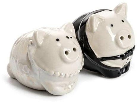 Ebiz Salière et Poivrière Cochons Mariés Céramique