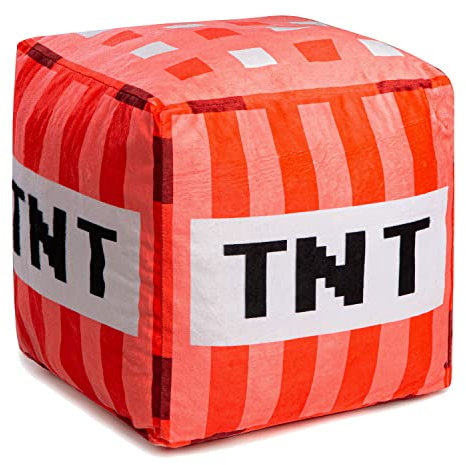 Ferocity 3D Samt Kissen in Form eines Würfels; für das Kinderzimmer 40 cm Groß; Deko für Kinder Motiv Dynamit TNT [091]