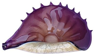 CRISTALICA Glasschale Muschel lila Jozy Art Queen 35cm Kristallglas Deko Handmade