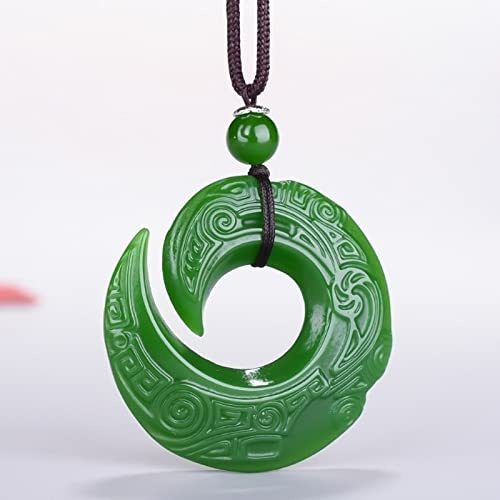 NEFSO Vert Jade Dragon Jade Pendentif Mode Runes Collier Bijoux Chinois Sculpté À La Main Relax Femmes Homme Chance Cadeau