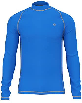 Mens Long-Sleeve Rash Vest - Adults UPF Breathable Active Beach Sports Swim Tee Male Quickdrying Surfing Shirt Water Sport Wet Top Royal M