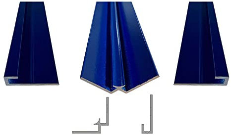 ORIGINAL PlateART Aluminium Profil Set Ecke für 3mm Duschrückwand oder Küchenrückwand (Blau matt, RAL 5003) 1 x Inneneck-Profil, 2 x Abschluss-Profile), 250 cm Länge)