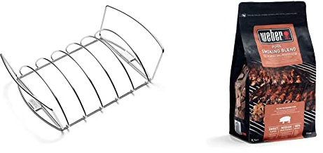 Weber 6469 Original Rib and Roast Holder & 17664 Räucherchips für Schweinefleisch, 700g, Räuchern, Aroma, Grillen