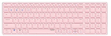 Rapoo E9700M kabellose Tastatur Wireless Keyboard wiederaufladbarer Akku flaches Aluminium Design DE-Layout QWERTZ PC & Mac - pink