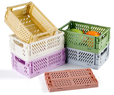Comius Sharp Cagette Plastique Pliable, 6 Pièces Boîte de Rangement, 15 * 9.8 * 5.7cm Caisses Pliables en Plastique, pour Les Petits Objets et Les Cosmétiques