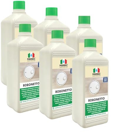 MARBEC ROBONETTO 1LTX6PZ Detergente concentrato per robot lavapavimenti. Ideale per la pulizia ordinaria di cotto, pietra, cemento, legno, gres ecc