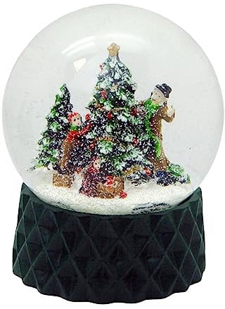 Sfera di neve per albero di Natale, decorazione della famiglia, albero di Natale, base verde, cubica, Pure Line, diametro 100 mm, 20174