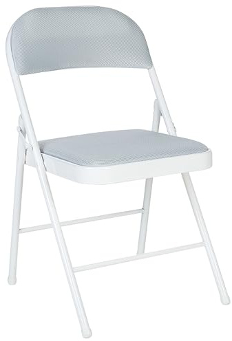 Beliani Konferenzstuhl klappbar 4er Set mit Lehne Mesh helles Grau/Weiß modern Sparks