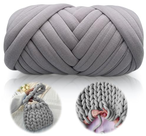 LOMUG Dicke Wolle zum Handstricken, zum Häkeln Baumwolle, 500g Länge ca 25M Sperrige Armstricken Wolle DIY Weiches Flauschige Häkelwolle Dickes Garn für Kissen Kunsthandwerk Sofa Decke Stricken