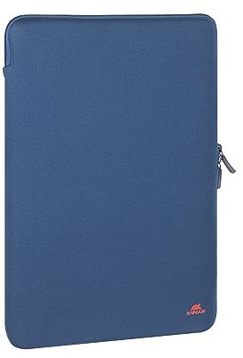 Rivacase vertikale Laptophülle Sleeve - wasserdichte und ultraleichte Notebooktasche - kompakte Damen und Herren Aktentasche für Laptops - Stoßfeste Slim Laptop-Schutzhülle (Dunkelblau, 13.3-14 Zoll)