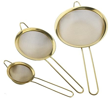 Faotup Stainless Steel Thickened Strainer Kitchen Filter Spoon Kitchen Strainers Set Gold(1 Set)