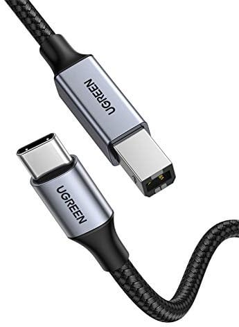 UGREEN Câble Scanner Imprimante Thunderbolt 3 Type C Mâle vers USB B Mâle Nylon Tressé Compatible avec MacBook Pro Air iPad Pro Air iMac Chromebook Pixel XPS 17 15 (5M)