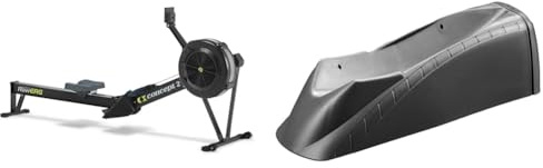 Concept2 RowErg mit Standardbeinen, Rudergerät Modell D,Luftwiderstand, Schwarz & Elite Travel Block Für Elastogel, grau, one Size