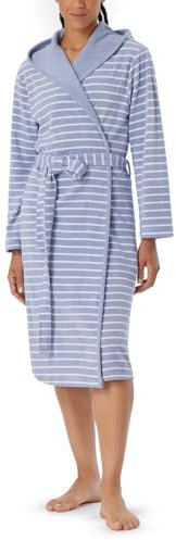 Schiesser Damen Bademantel Mit Kapuze Frottee 110 Cm Länge - Baumwolle Gemustert, Grau_181535, S EU