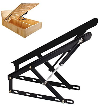 Guoyoocc Pneumatische Bett-Hebemechanismus,GasdruckdäMpfer für schwere Bettkästen,Hydraulisches Betthebescharnier,Pneumatikstange,Kaltgewalzter Stahl mit SchraubenFolding Bed Lifting Mechanism