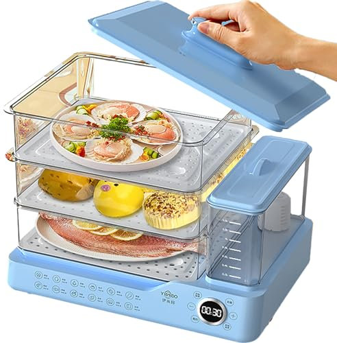 Vaporera Eléctrica De 3 Niveles, Vaporera De Alimentos De 24 L, Temporizador De 60 Minutos, Vaporera Digital Multifuncional, Tanque De Agua Independiente De 1,5 L, Panel Táctil Visible, Para Arrocera