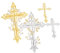 TOPPERFUN 4 Stück Kreuz Patch Aufbügler, Bibel Kreuz Design, umlaufende Stern Applikationen, mittelalterliche gotische Nähflicken aus Polyester, Kreuz Abzeichen Stickerei Stoffflicken zum Nähen