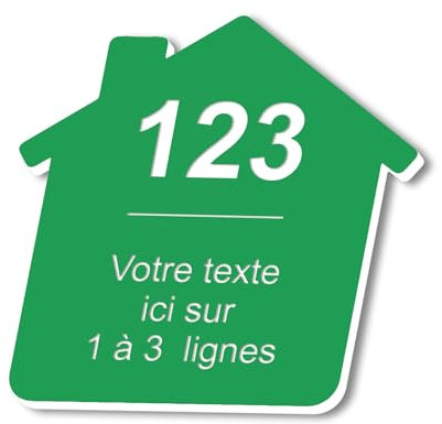 Plaque gravée personnalisée autocollante pour nom et numéro de boîte aux lettres en forme de maison design - vert clair - format 8x8 cm