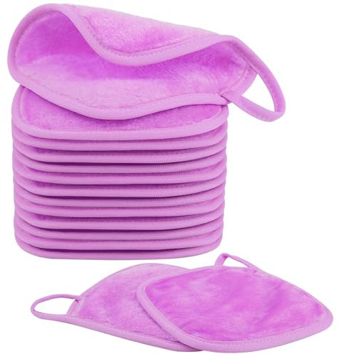 Nineigh 15 Stück Abschminktücher Waschbar, 15 x 15 cm Abschminktuch aus Mikrofaser Wiederverwendbare Abschminkpads Waschbar, Mikrofaser Gesichtsreinigungstuch für Daily Travel Erase Cosmetic, Lila