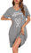 Sopesil Chemise de Nuit Femme en Modal Robe de Nuit à Col V Courtes Vêtement de Nuit avec Manches Couleur Pure Chemises de Nuit imprimée en Forme de Coeur,Gris Clair,XXL