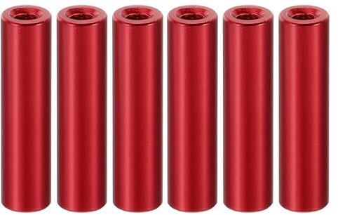 PATIKIL 6Pcs Separadores de Aluminio M3 Separador Metálico de Aluminio 3mm ID x 6mm OD x 25mm L Roscado para Coches RC Drones Placas Madre Rojo