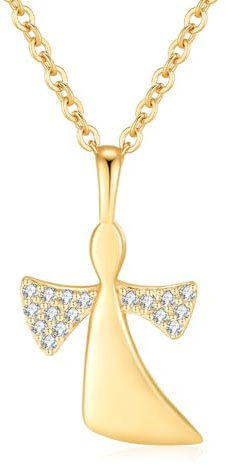 Jrêveinfini Schutzengel Halskette Damen 925 Silber mit Anhänger, Engel Schmuck Glücksbringer für Frauen mit Geschenkbox, Geschenk zu Weihnachten, Valentinstag, Muttertag & Geburtstag