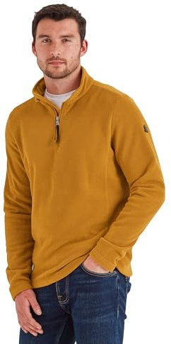 TOG24 Revive Men's Fleece Pullover Lightweight & Warm Microfleece Jacket Quarter Zip Jumpers Thermal Top Recycled Polyester Sweatshirts Rich Ochre L