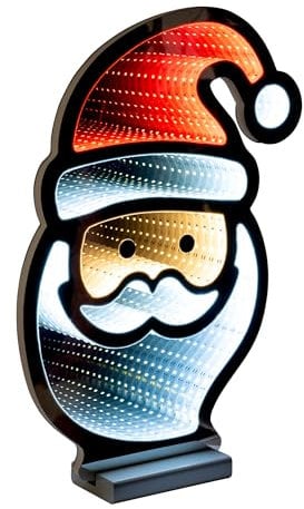 Star-Max LED Weihnachtsmann mit Infinity Effekt, Weihnachtsdekoration für Innenbereiche, beidseitig beleuchtet, inkl. Timerfunktion, 3m Zuleitung und Standsockel, 161 LEDs, 28,5x7x40cm