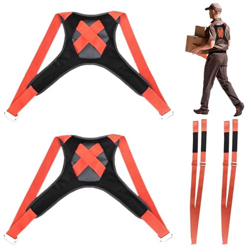 2 Stück Tragegurte Umzug 2 Personen Orange– 400kg Tragkraft Transportgurte für Möbel, Haushaltsgeräte und schwere Gegenstände,Verstellbare Hebegurte,für Einfaches Heben und Bewegen