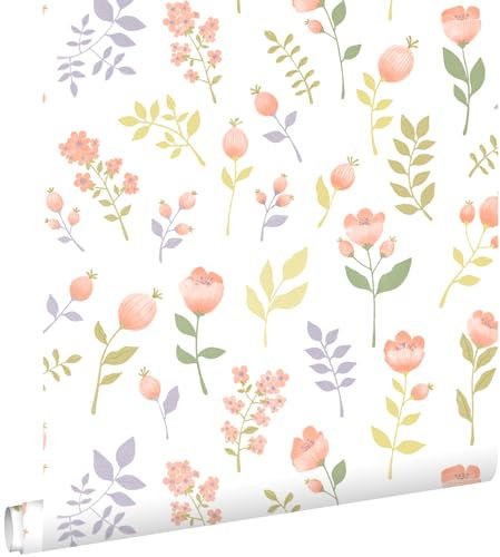 papier peint fleurs pastel 50 x 900 cm - ESTAhome
