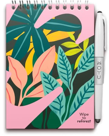 MOYU Erasable Notebook - A6 Stone Paper - Hardcover - Love Garden - Multifunctional Pages - Includes Erasable Pen, Cloth, and Pen Holder