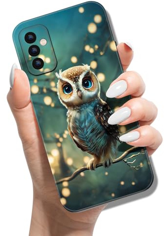Handyhülle für Samsung Galaxy S23 FE Hülle Tier Muster Motiv Weich TPU Silikon Schwarz Case für Mädchen Jungen Dünn Slim Soft Cover - Eulen-Baum