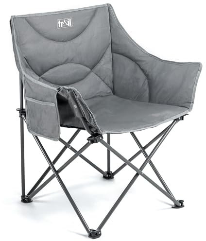 Trail XL Padded Camping Chair for Adults, Lightweight Portable Folding Outdoor Chair, All Round Wraparound Padding, Heavy Duty Steel, Luxury Duoweave Fabric, Pocket, Carry Bag (H88cm x W70cm x D53cm)