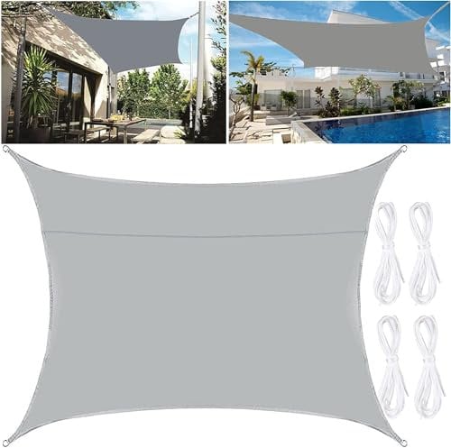 Vleuexe Toldo Vela de Sombra Rectangular 2x3m Protección UV, Toldo con Protección Solar,Toldo de Vela Solar para Jardín Oxford a Prueba de Impermeable para Exteriores Patio Terraza Balcón,Gris