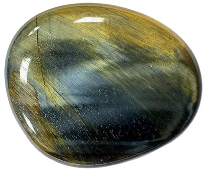 Galet Plat en Oeil de Faucon Qualité A de 2 à 3 CM, Pierre Naturelle Oeil de Tigre Bleu