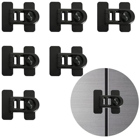 6er Set Kindersicherung Kühlschrankschloss– Kleinkinderschutz für Kühlschrank, Schrank, Gefrierschrank, Fenster Toilette, Starker Kleber, Kein Bohren, Sicherungsriegel für Babys & Kinder (Schwarz)