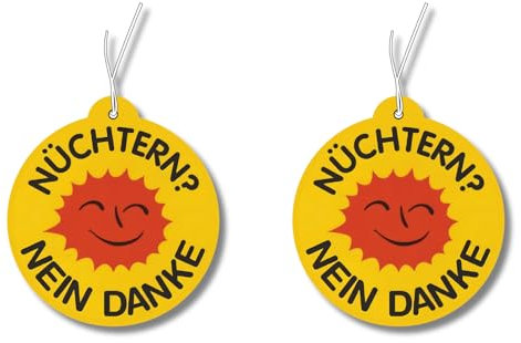 2x Duftbaum mit 'Nüchtern? Nein Danke' Motiv, Auto lustig Duftspender, Duftbaum Auto tuning, Lufterfrischer, Duftanhänger Auto, Scherzartikel Atomkraft