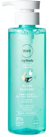 YOPE FEUCHTIGKEITSSPENDENDES DUSCHGEL | FÜR TROCKENE HAUT | HYALURONSÄURE | 97% INHALTSSTOFFE NATÜRLICHEN URSPRUNGS | VEGAN | DUFT ANANAS, WÄSSRIG, APFEL | 300ml