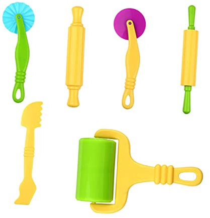 NUOBESTY Set De 6 Rouleaux à Pâtisserie en Plastique pour Argile DIY Outils De Pâte Multifonctionnels Garçon Et Filles Créativité Et Apprentissage Arts Et Artisanats