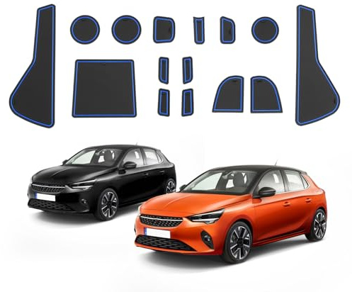 ECOZEN Gummimatten Antirutschmatten für Opel Corsa F Manuelle Bremse 2020-2025 wasserdicht rutschfest Anti Rutsch Matte Opel Corsa F Zubehör für Mittelkonsole Becherhalter Ablageboxen Türnaht |Blau