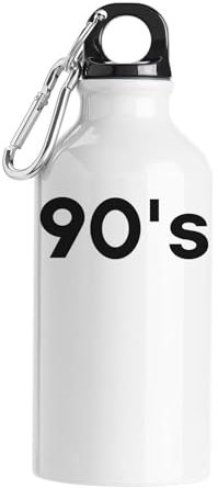 Bouteille d'eau touristique blanche avec logo noir des années 90