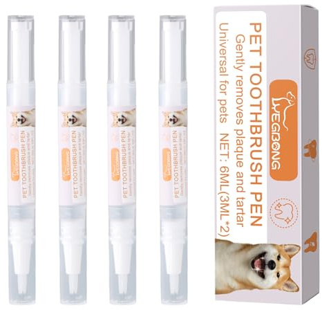Culinavog 4 Stück Zahnreinigung Hund Stift, 3 ML Haustier-Zahnpflege-Gel, Zahnreinigungsstift-Set für Hunde, Haustiere Hund Zähne Reinigung Stift für Hunde Katzen Beseitigung von Mundgeruch Aufhellung