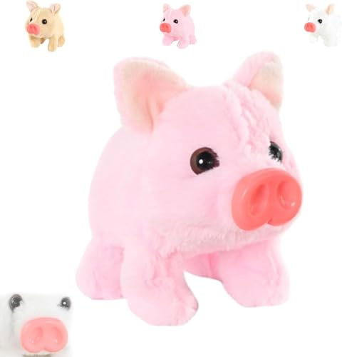 KERLYING Cochon en Peluche éLectrique RéAliste, Nouveau Cochon Interactif Rampant 2026, avec Sons Et Mouvements, pour Enfants, GarçOns Et Filles, Cadeau d'anniversaire Ou De NoëL (Pink)