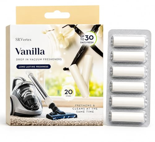20PK Vanilla Vacuum Freshener Sticks Universal Vacuum Cleaner Air Fresheners for Bagged & Bagless Vacuums Long Lasting Fragrance Deodoriser Dust Bag Carpet Scent
