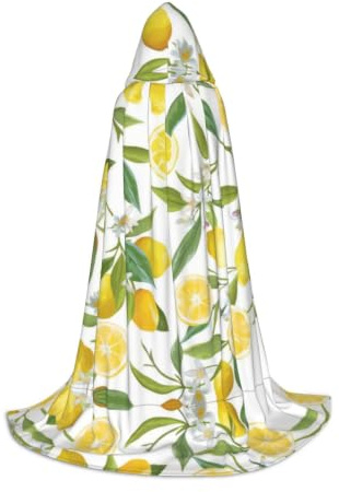 HLSBSSL Mantella con cappuccio, stampa limoni tropicali freschi, versatile costume da palcoscenico per adolescenti/vestito in maschera